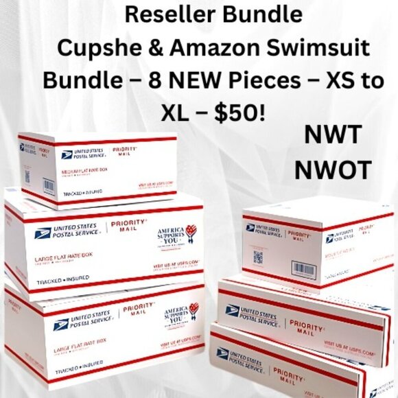 🆕8 Pc Swimsuit Bundle -Cupshe & Amazon – 8 NEW Pieces – XS to XL – $50! - Picture 1 of 1